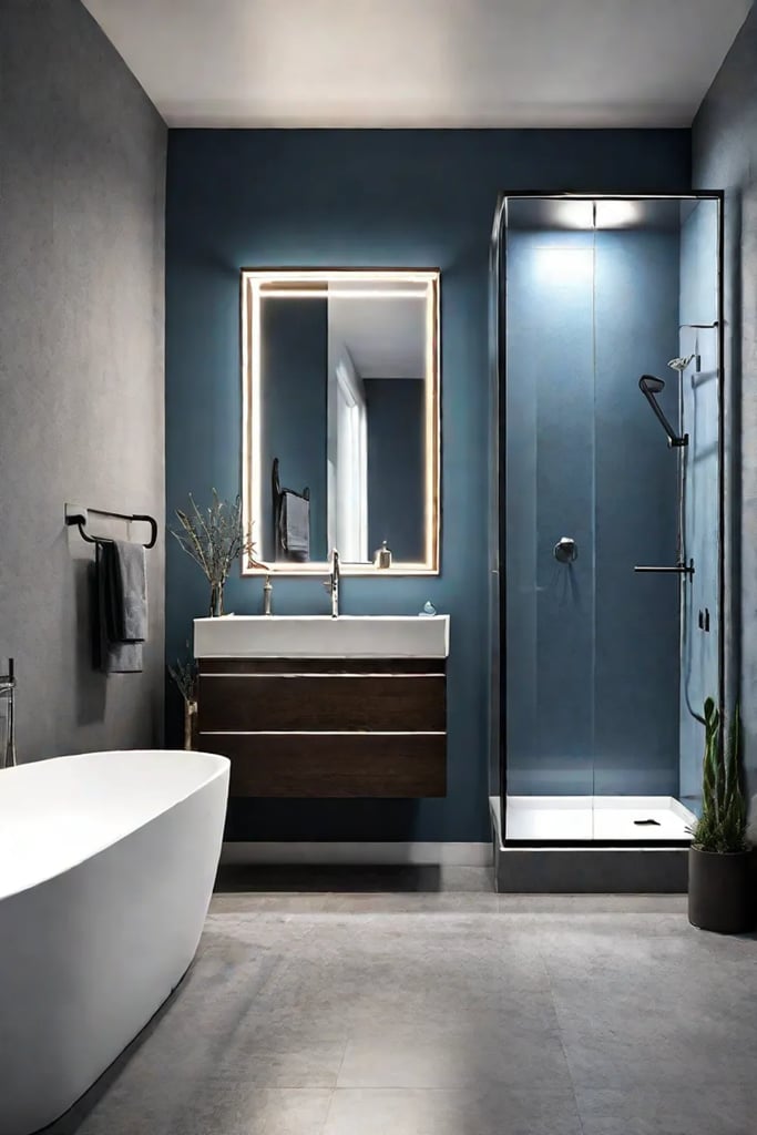 Small bathroom with floating vanity