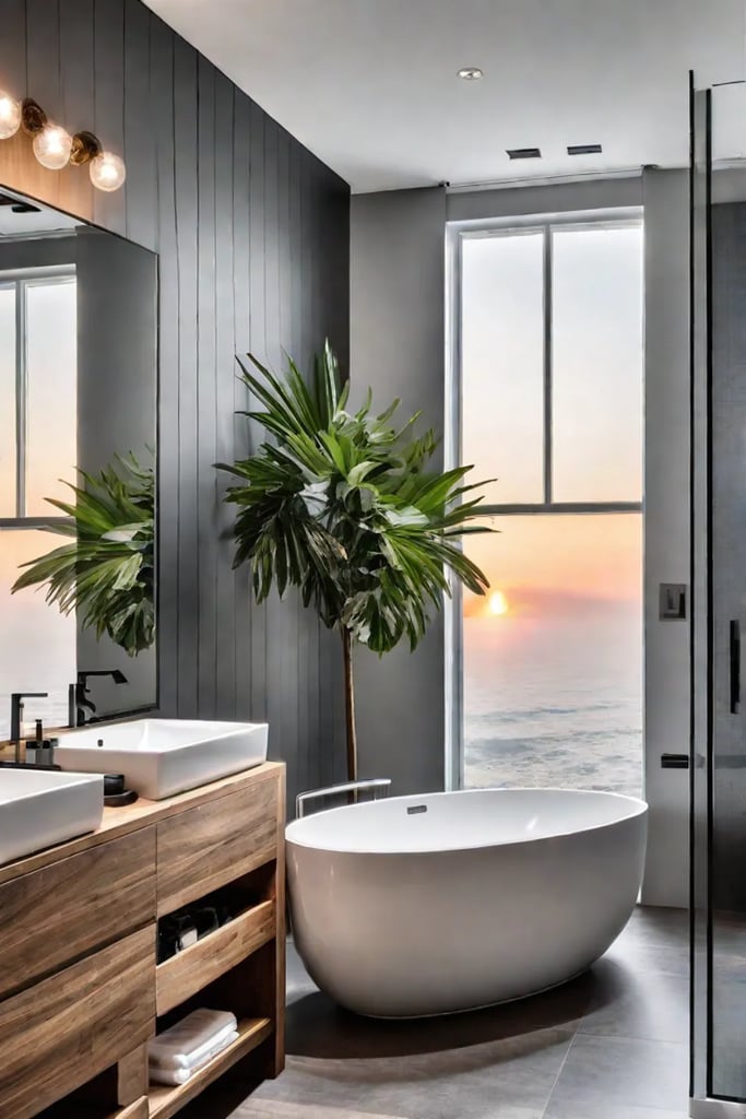 Small bathroom with luxurious features and ample storage