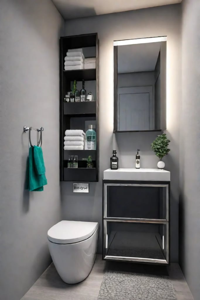 Small bathroom with organized medicine cabinet