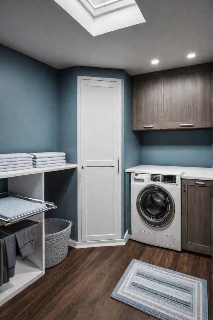 Spacesaving laundry room solution with integrated ironing board
