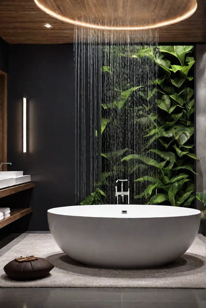 Spalike modern bathroom with soaking tub