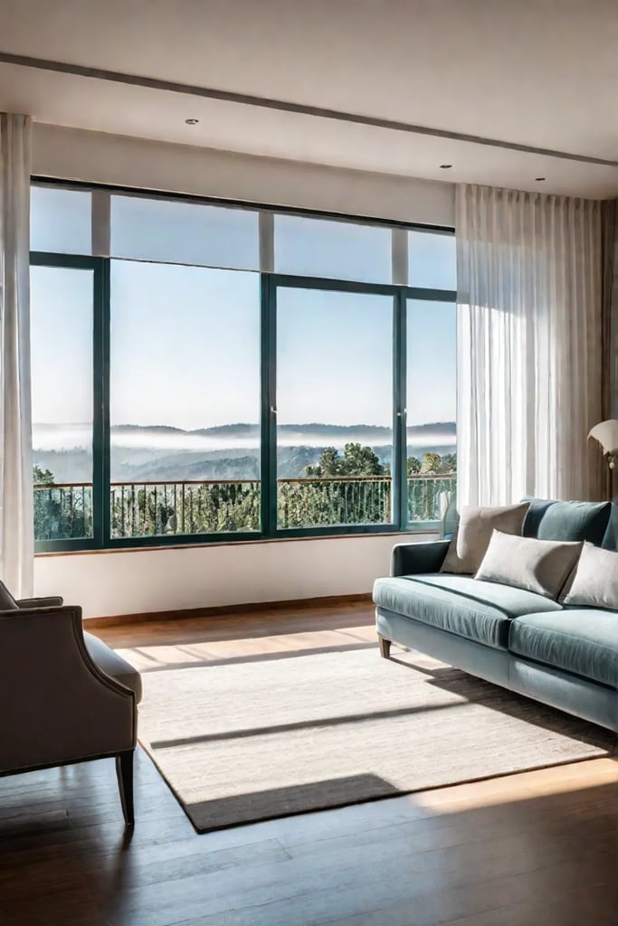 Sunlight living room with sheer curtains