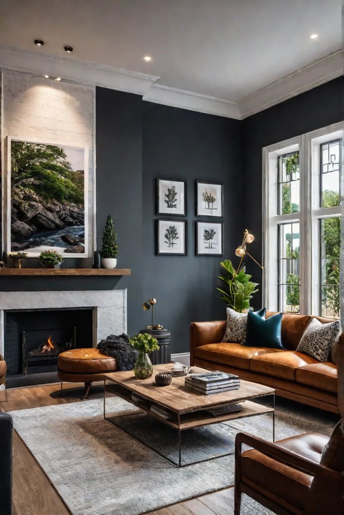 Sustainable living room with recycled materials and ecofriendly furnishings