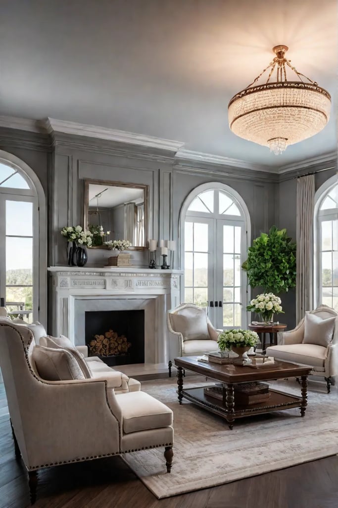 Traditional living room with a classic sofa and armchairs