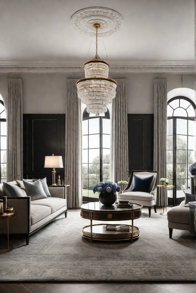 Transitional living room with a blend of classic and contemporary elements