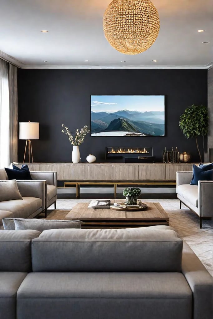 Transitional living room with a blend of traditional and modern elements