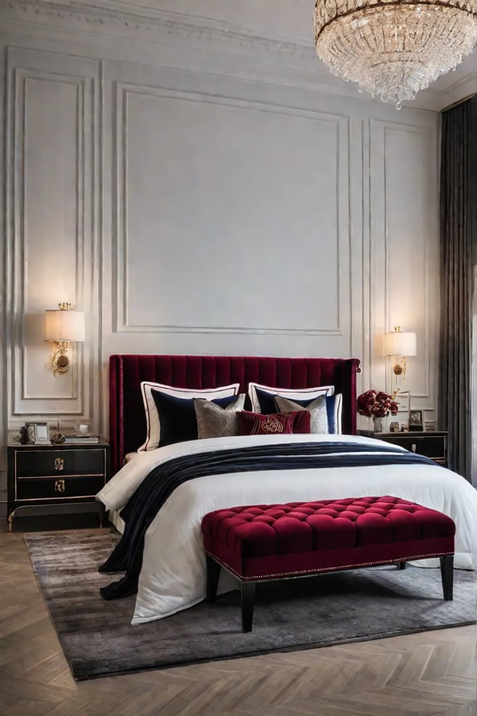 Velvet pillow covers in cozy bedroom