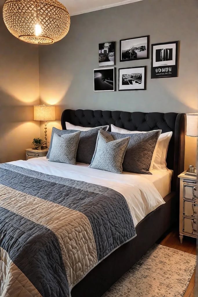 Vintage quilt duvet cover in cozy bedroom