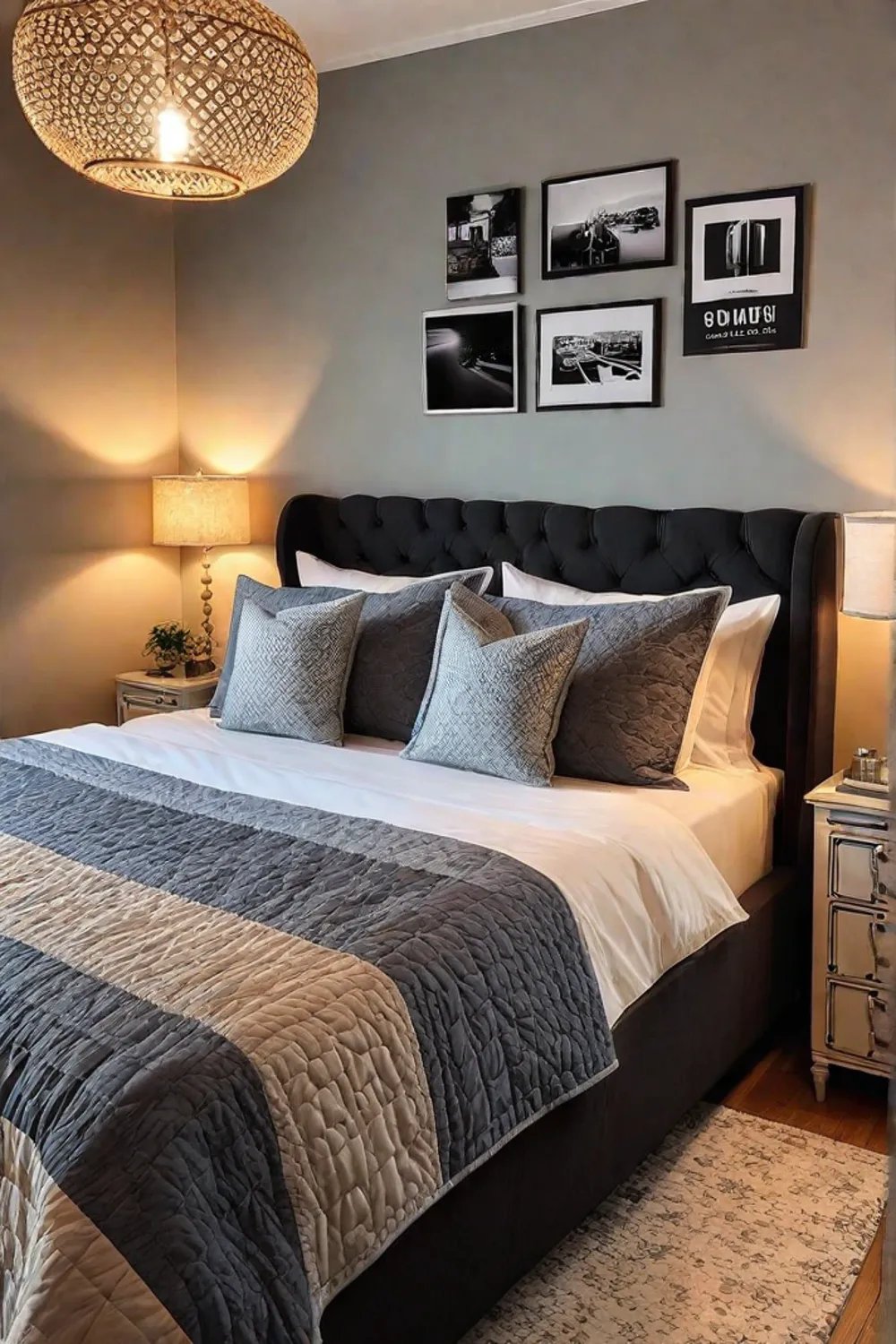 Vintage quilt duvet cover in cozy bedroom