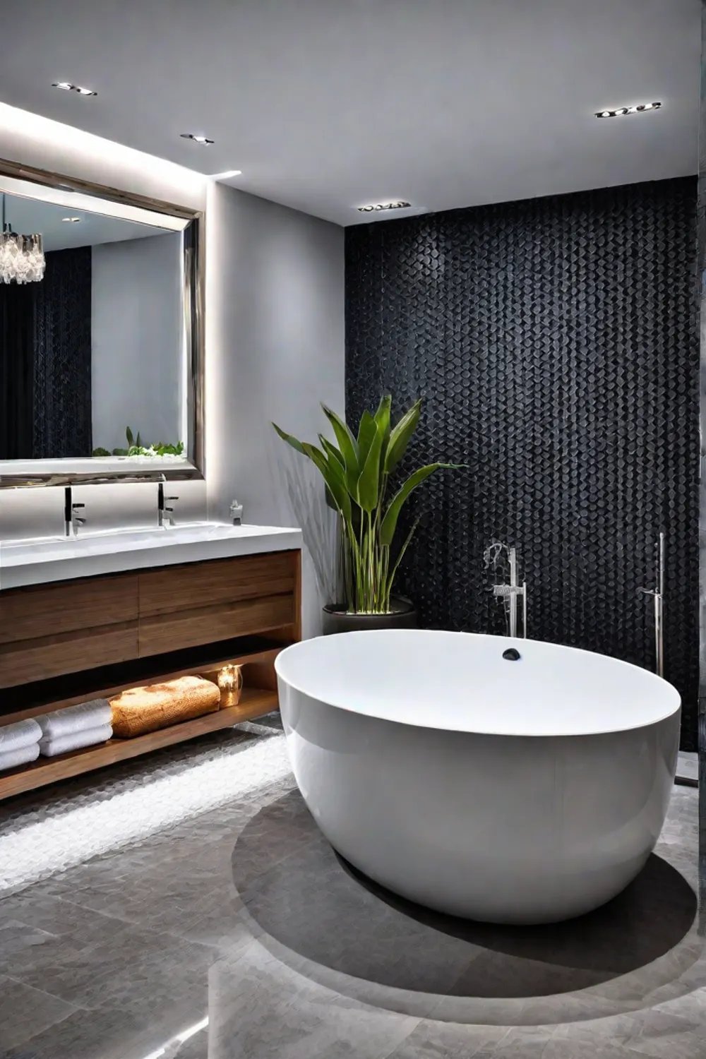 Wellnessfocused bathroom with spalike features