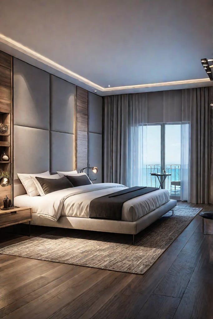 A clean mirror reflects natural light creating a bright and welcoming atmosphere in a small bedroom