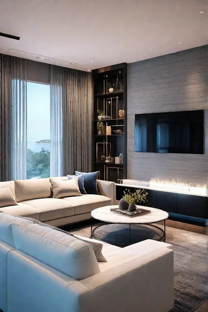 A personalized living room showcasing the integration of smart home features and unique design