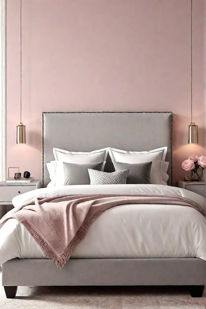 Airly bedroom with pink white and gray color scheme