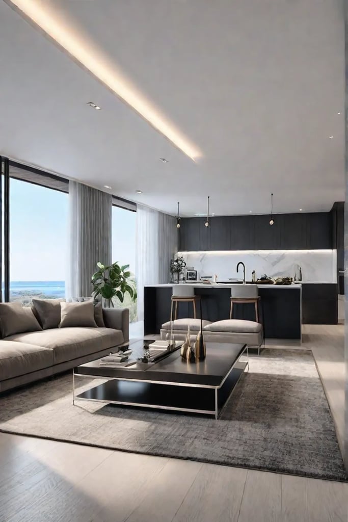 Balanced living room with stylish design and functional features