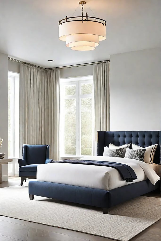 Bedroom with blended natural and artificial lighting