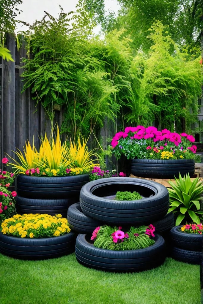 Budgetfriendly landscaping with tires and pallets
