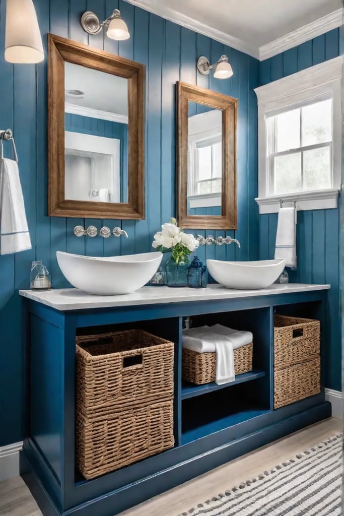 Charming bathroom with beadboard backsplash