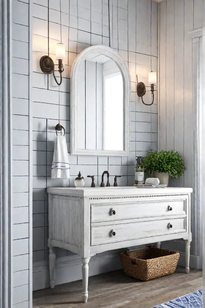 Coastal bathroom antique vanity