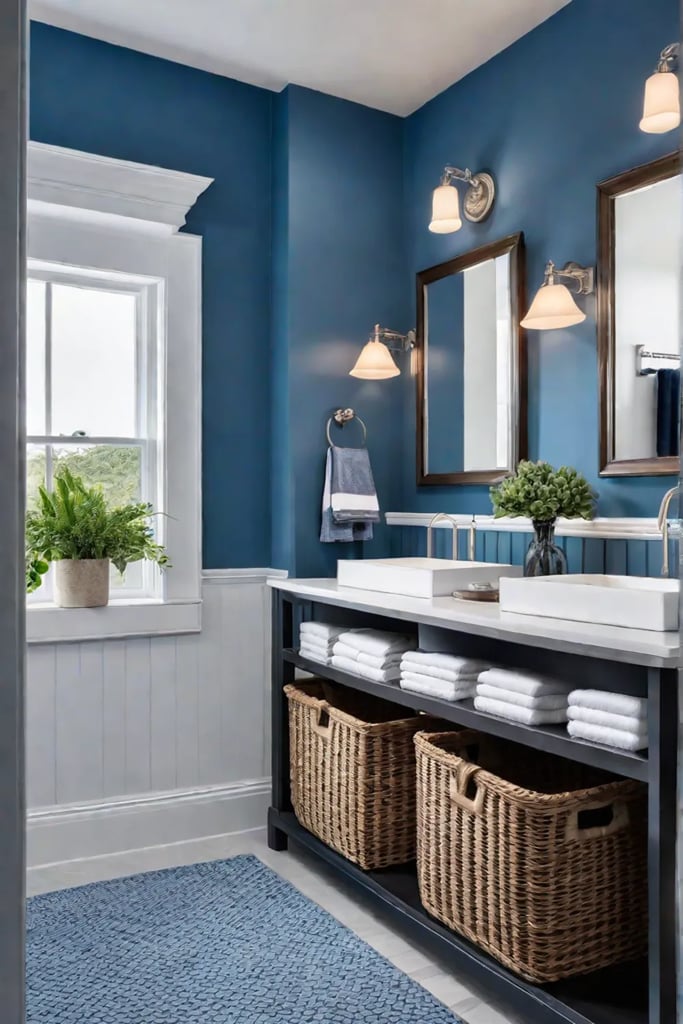 Coastal bathroom blue double vanity