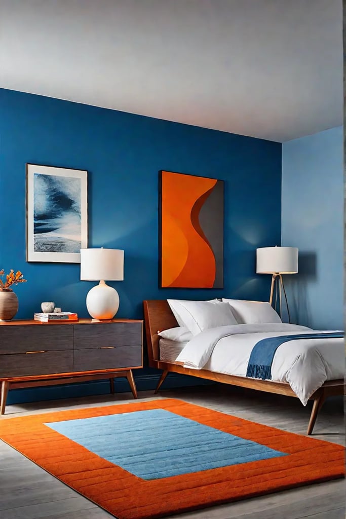 Complementary colors in a minimalist bedroom