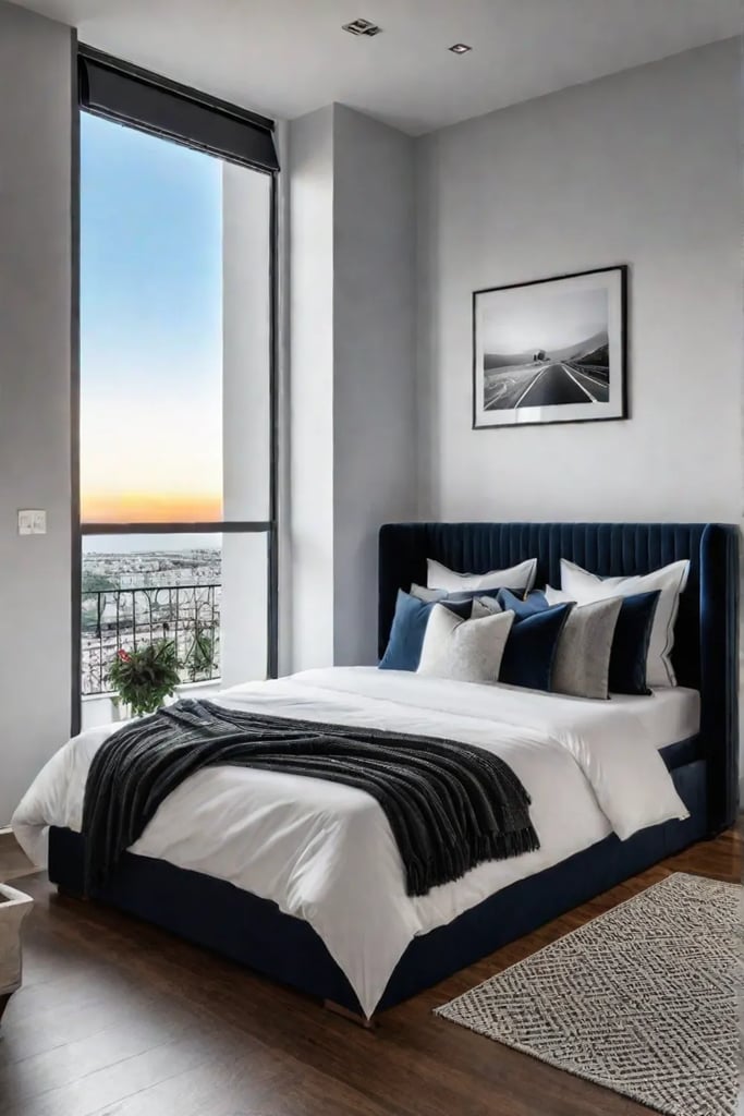 Corner bed placement in a small bedroom