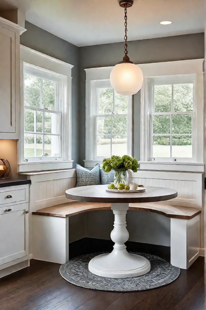 Cozy kitchen corner with frosted glass lighting