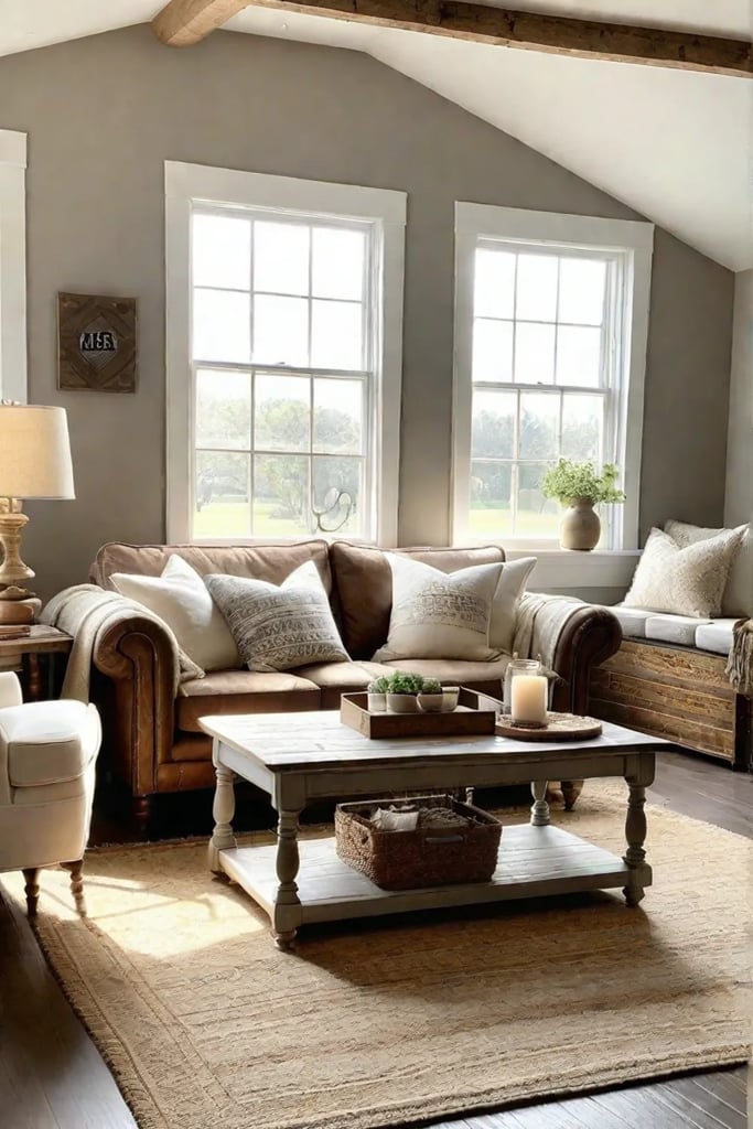 Cozy living space with thrifted and vintage decor