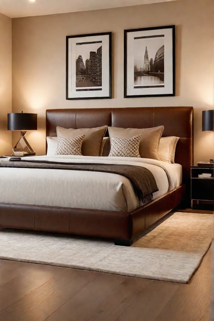 Cozy minimalist bedroom with warm colors