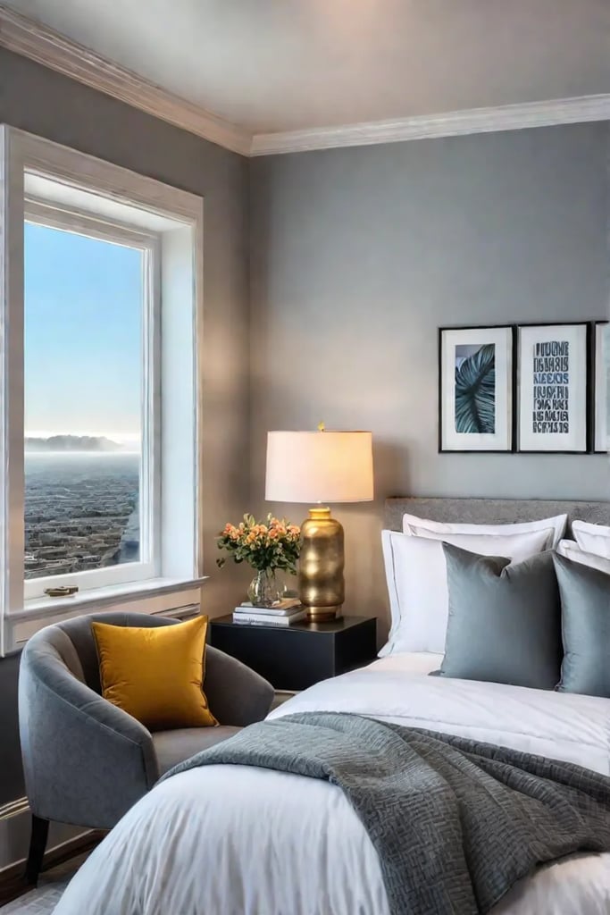 Creating a peaceful ambiance in a small bedroom with lighting and textiles