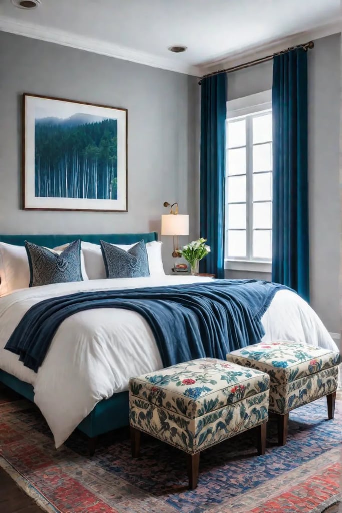 Creative storage solutions and personalized decor in a small bedroom