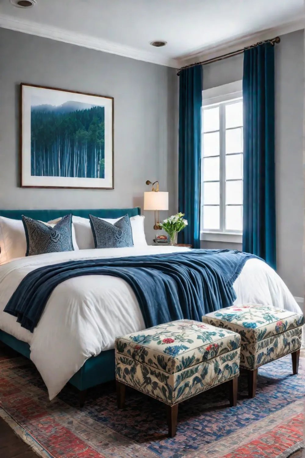 Creative storage solutions and personalized decor in a small bedroom