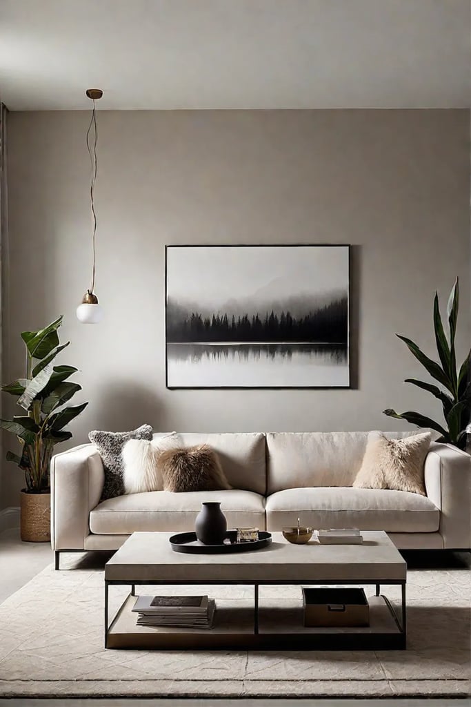 DIY concrete coffee table and plush rug