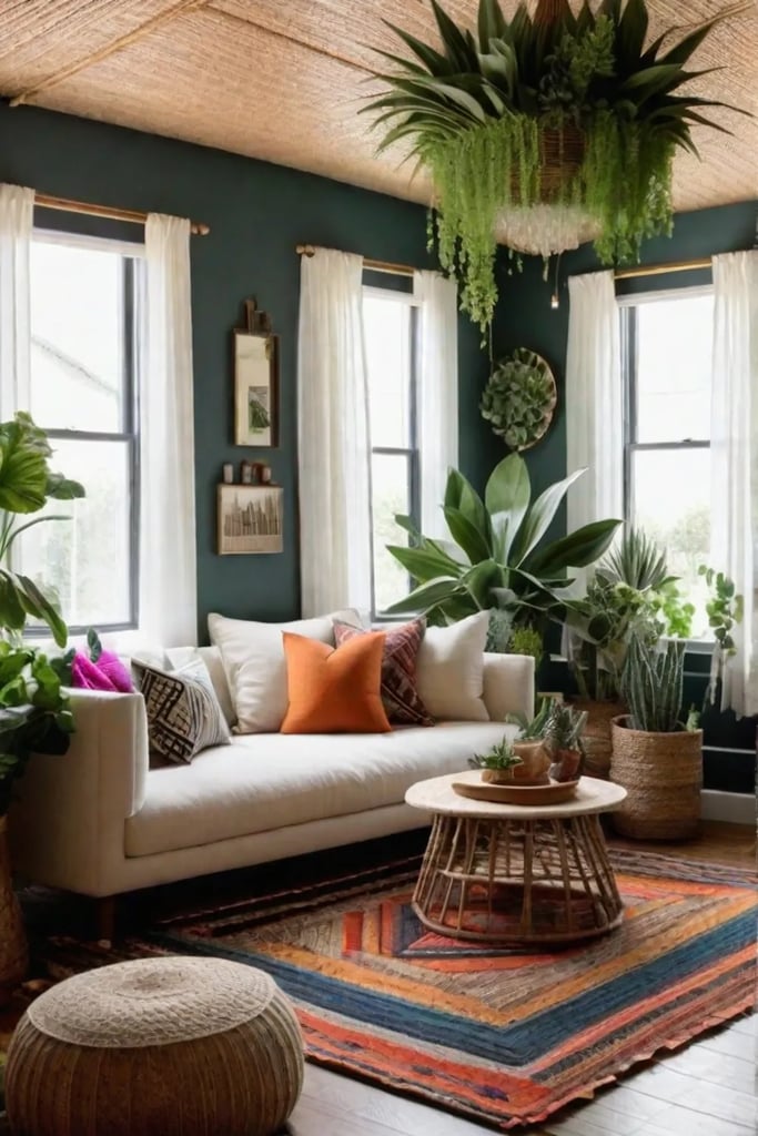 DIY fabric canopy and thrifted plant pots