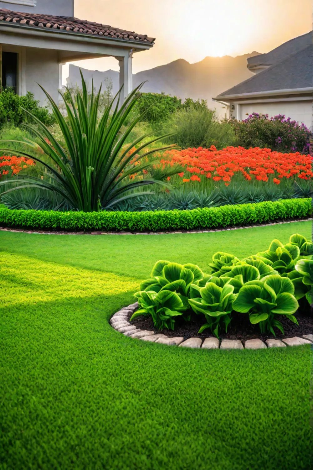 DIY garden edging with recycled bricks and stones