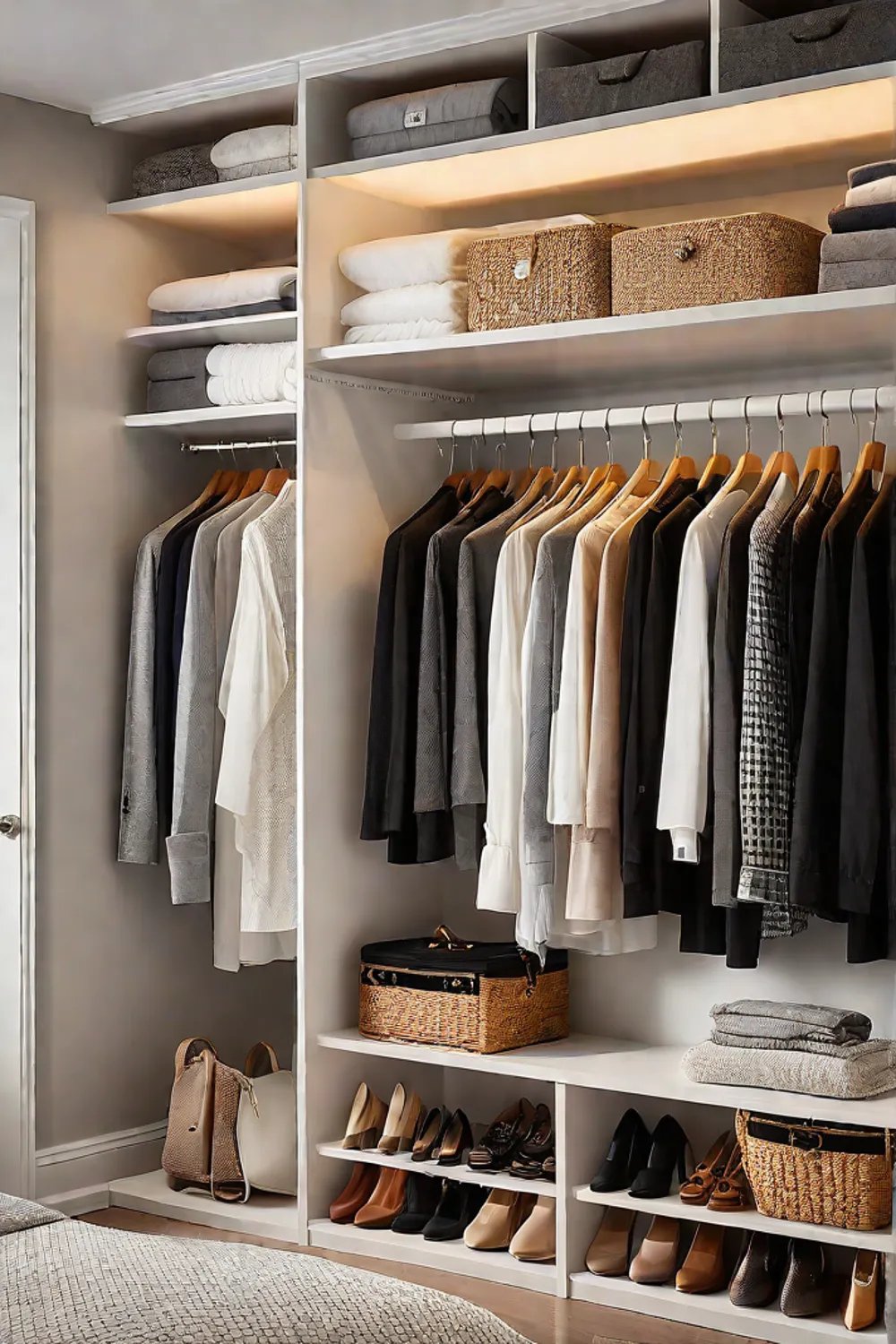 Decluttered bedroom with KonMari method applied