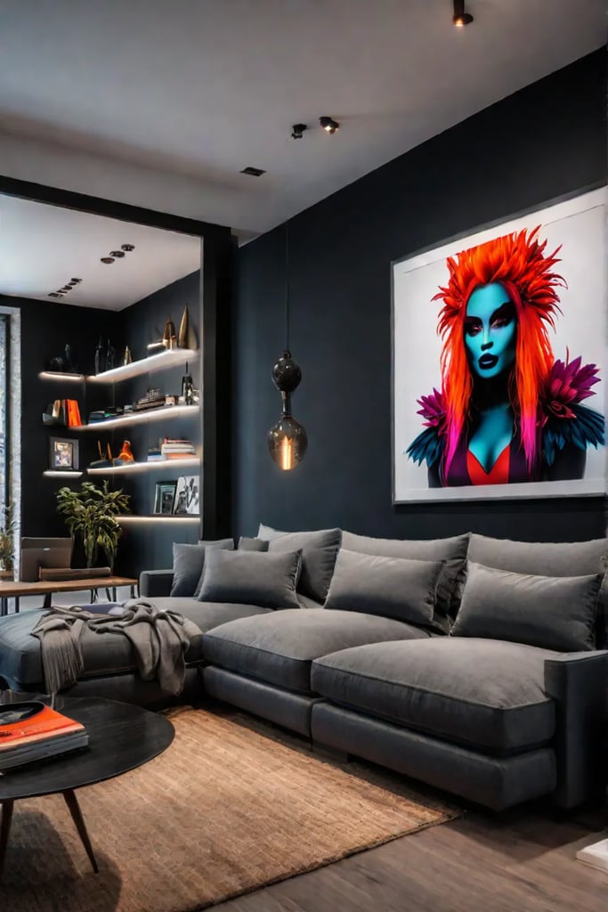 Dramatic and visually captivating contrast of black and vibrant colors