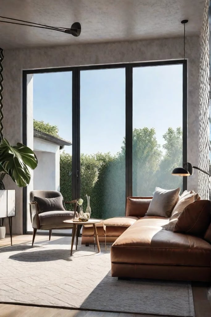 Earthy tones accent wall with natural light