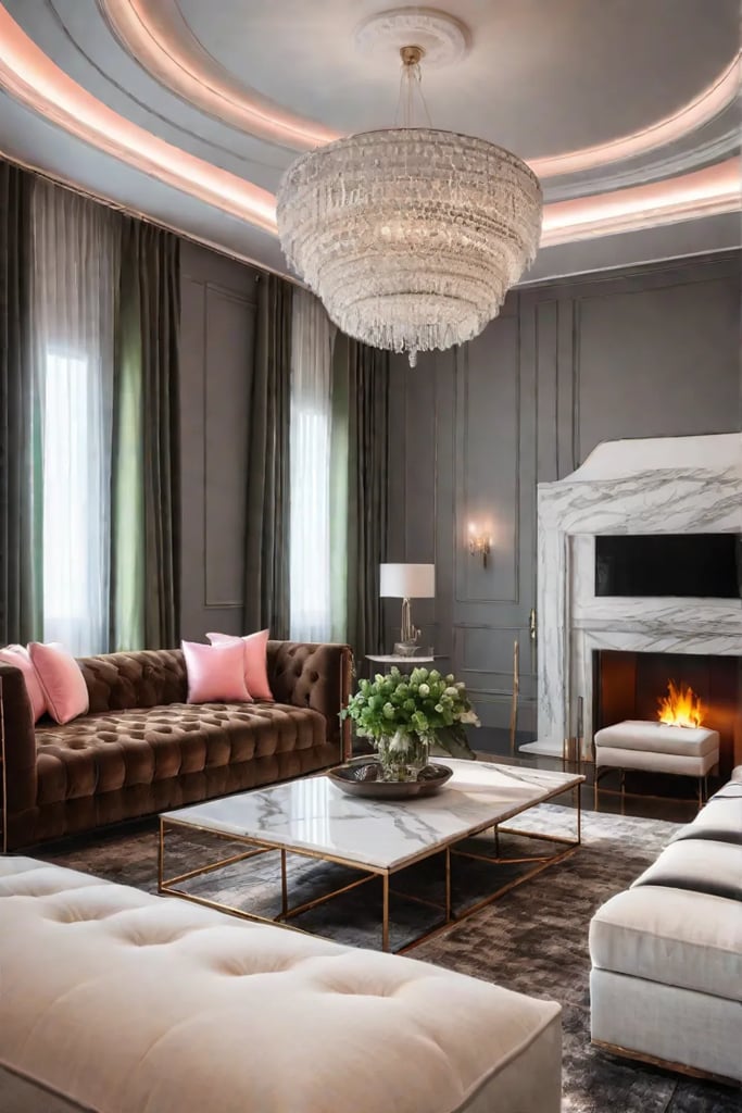 Earthy tones with neon accents in an eclectic living room