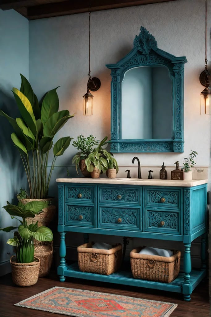 Eclectic decor vintage bathroom