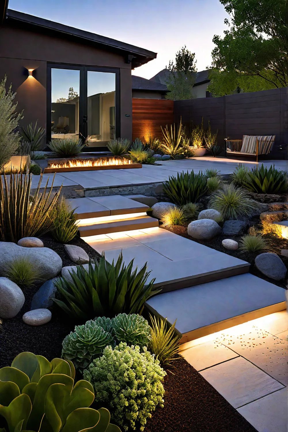 Ecoconscious backyard with minimal water usage