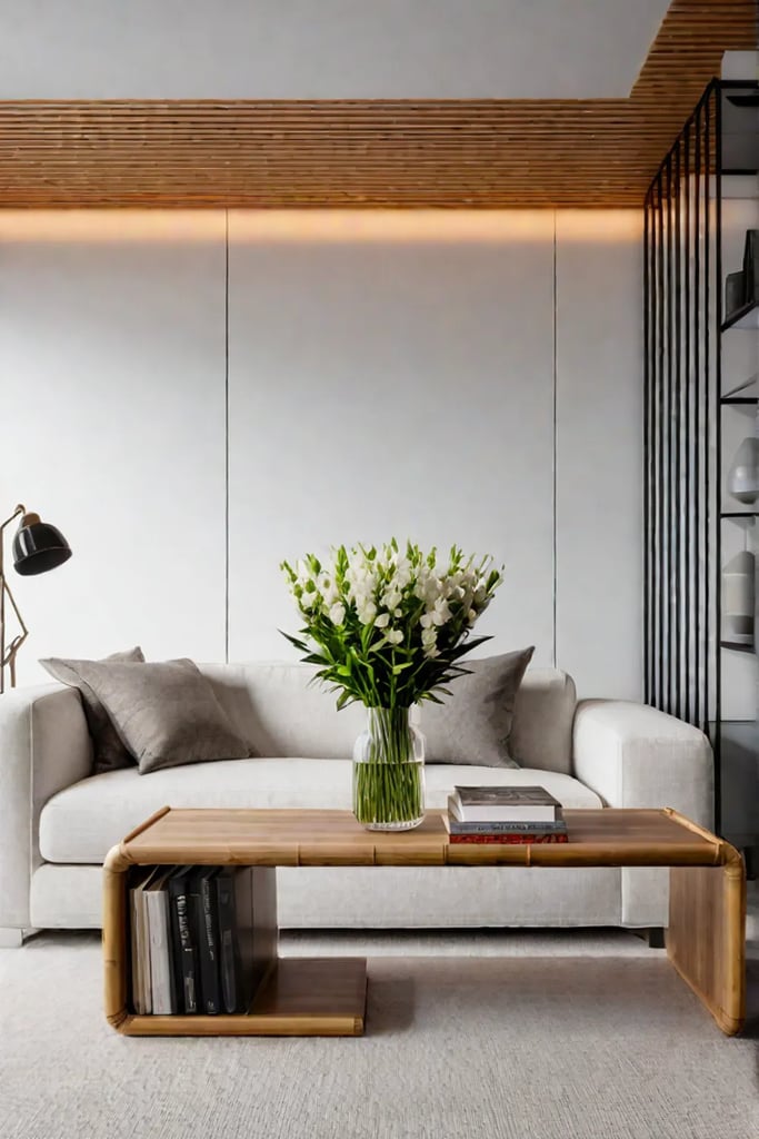 Ecoconscious living space with bamboo and recycled materials