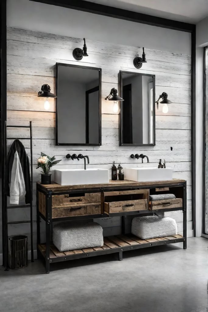 Edgy bathroom with concrete countertop