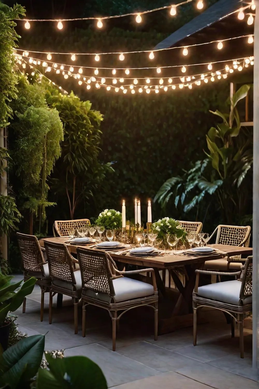 Enchanting outdoor entertaining space with string lights