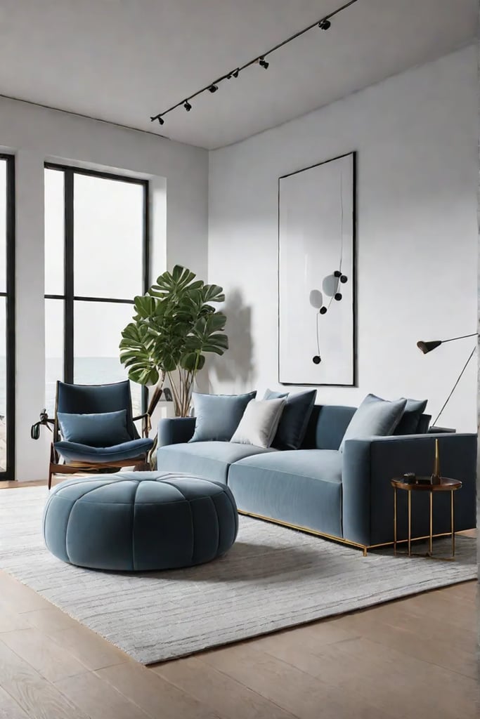 Flexible seating options in a modern living space