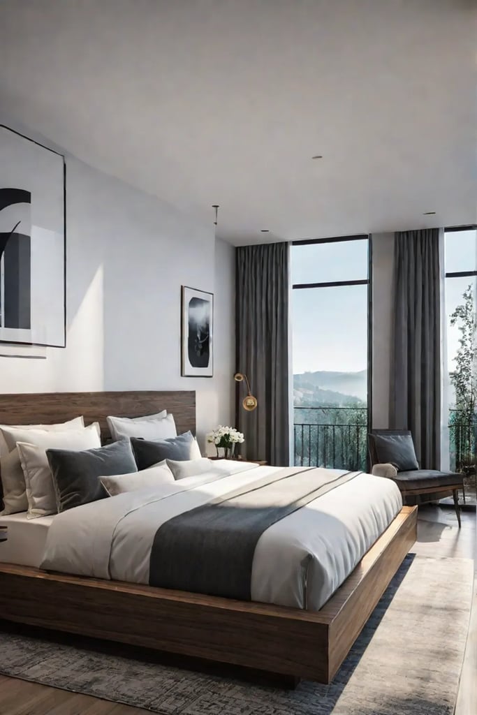 Furniture arrangement for improved movement in a bedroom