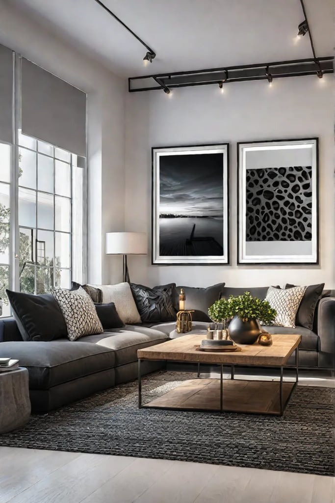 Gallery wall in a modern living room