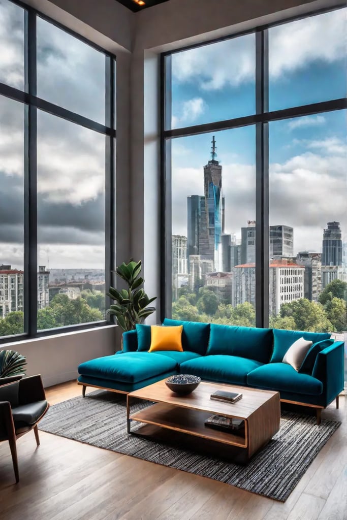 Geometric patterns and urban energy reflected in furniture and decor