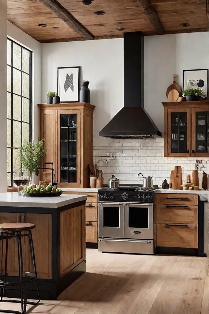 Industrial touches in a farmhouse kitchen