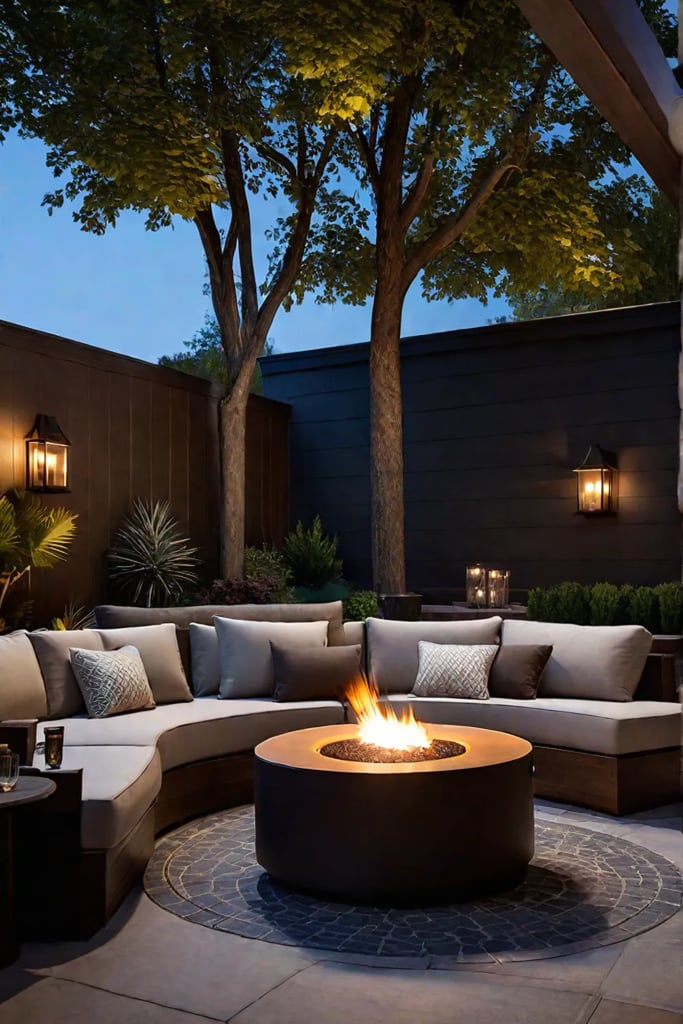 Inviting outdoor entertaining area with fire pit