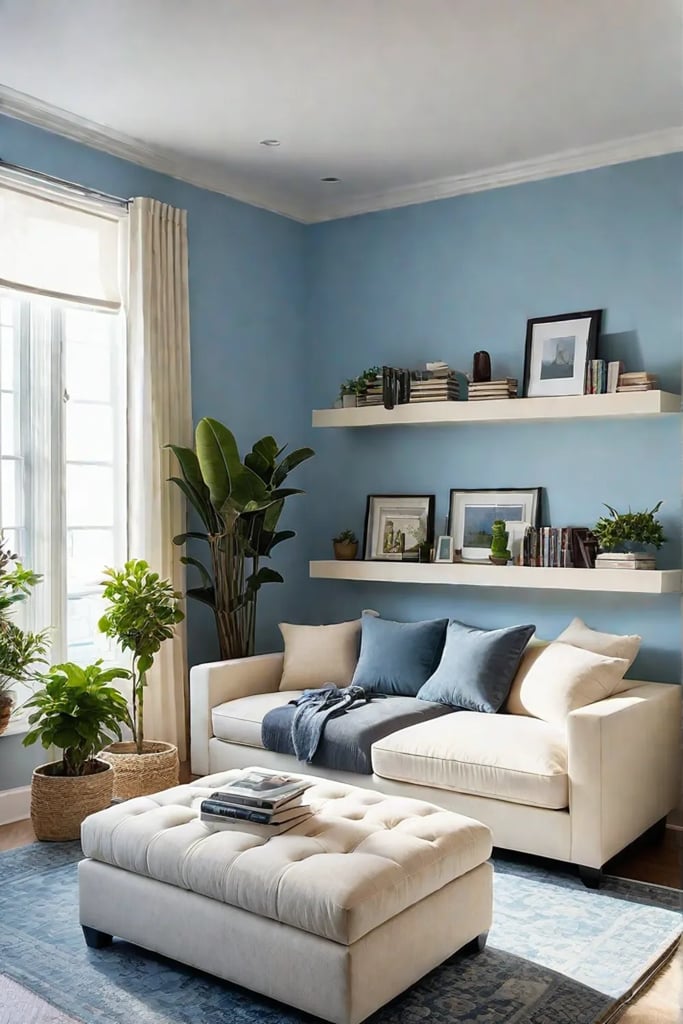 Light and airy living room with multifunctional furniture